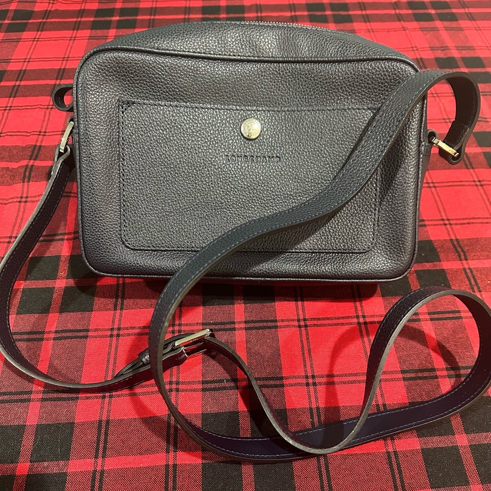Brand new  LONGCHAMP Le Foulonne Leather Camera Bag Crossbody Bag NAVY Blue